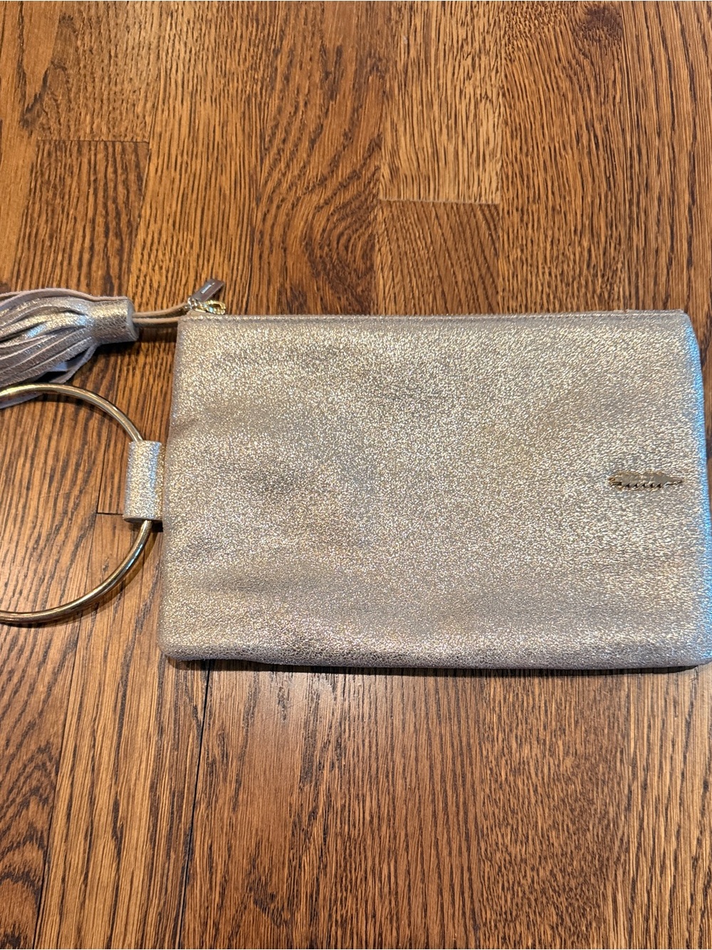 Metallic Gold Wristlet Clutch with Tassel 9”x 6”